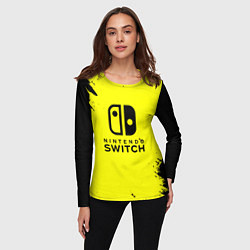 Лонгслив женский Nintendo switch краски на жёлтом, цвет: 3D-принт — фото 2