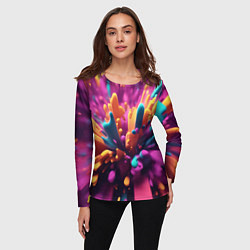 Лонгслив женский Яркий всплеск, цвет: 3D-принт — фото 2