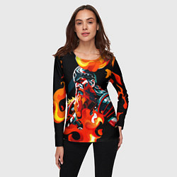 Лонгслив женский Викинг в огне, цвет: 3D-принт — фото 2