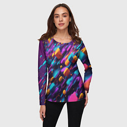 Лонгслив женский Полёт цветных частиц - нейросеть, цвет: 3D-принт — фото 2