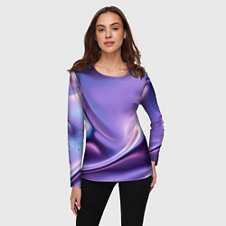Лонгслив женский Голография - изгибающийся металлический фиолетовый, цвет: 3D-принт — фото 2