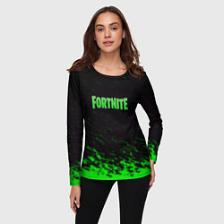 Лонгслив женский Fortnite краски зелёные, цвет: 3D-принт — фото 2