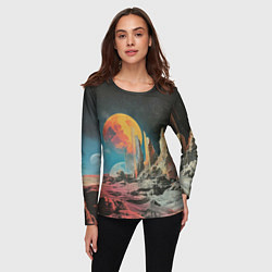 Лонгслив женский Ретро космический пейзаж, цвет: 3D-принт — фото 2
