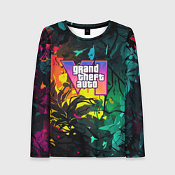 Женский лонгслив GTA 6 logo абстрактные листья