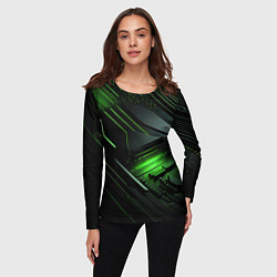 Лонгслив женский Металл и зеленый яркий неоновый свет, цвет: 3D-принт — фото 2