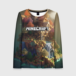 Лонгслив женский Minecraft logo горы и реки, цвет: 3D-принт