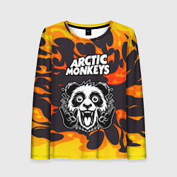 Лонгслив женский Arctic Monkeys рок панда и огонь, цвет: 3D-принт