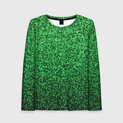 Лонгслив женский Мелкая мозаика зелёный градиент, цвет: 3D-принт