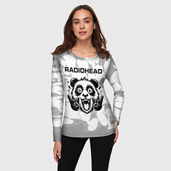 Лонгслив женский Radiohead рок панда на светлом фоне, цвет: 3D-принт — фото 2