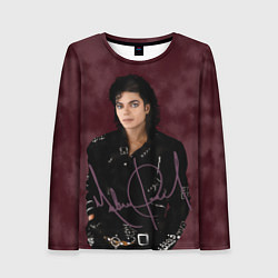 Лонгслив женский Michael Jackson на бордовом фоне, цвет: 3D-принт