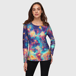 Лонгслив женский Космические яркие узоры, цвет: 3D-принт — фото 2