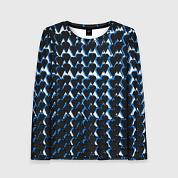 Женский лонгслив Чёрно-синие сердечки на белом фоне