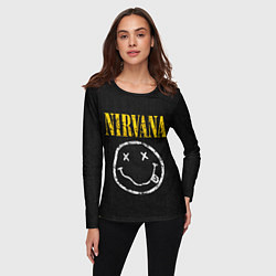 Лонгслив женский Джинсовка с nirvana, цвет: 3D-принт — фото 2