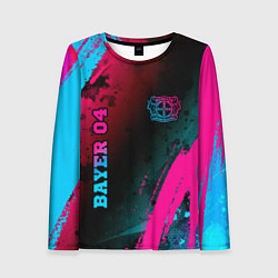 Лонгслив женский Bayer 04 - neon gradient вертикально, цвет: 3D-принт