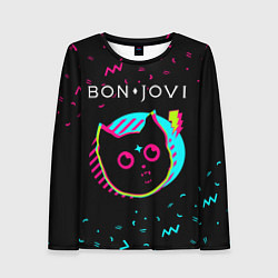Лонгслив женский Bon Jovi - rock star cat, цвет: 3D-принт