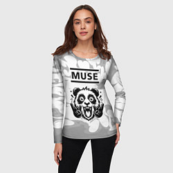 Лонгслив женский Muse рок панда на светлом фоне, цвет: 3D-принт — фото 2