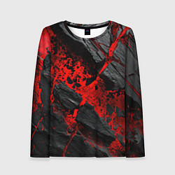 Женский лонгслив Красные разломы черных камней