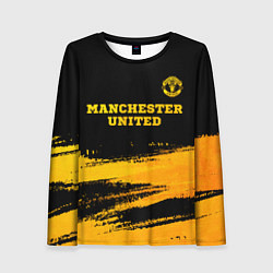 Лонгслив женский Manchester United - gold gradient посередине, цвет: 3D-принт