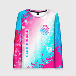 Женский лонгслив Club Brugge neon gradient style вертикально