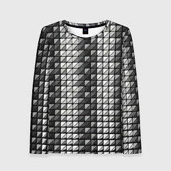 Лонгслив женский Чёрно-белые квадраты, цвет: 3D-принт