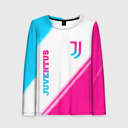Лонгслив женский Juventus neon gradient style вертикально, цвет: 3D-принт