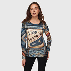 Лонгслив женский Vintage vanguard jeans - patchwork, цвет: 3D-принт — фото 2