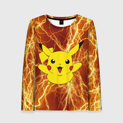 Лонгслив женский Pikachu yellow lightning, цвет: 3D-принт