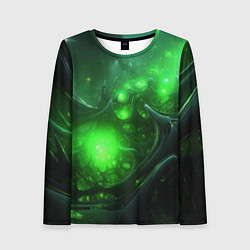 Женский лонгслив Зеленая кислотная яркая неоновая абстракция