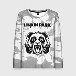 Женский лонгслив Linkin Park рок панда на светлом фоне