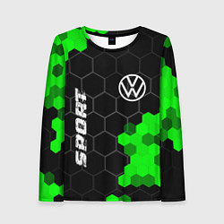Лонгслив женский Volkswagen green sport hexagon, цвет: 3D-принт