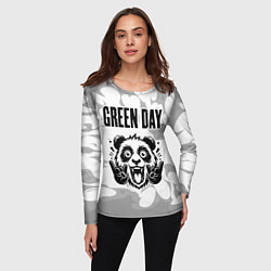 Лонгслив женский Green Day рок панда на светлом фоне, цвет: 3D-принт — фото 2