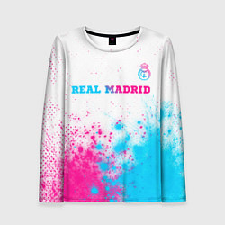 Лонгслив женский Real Madrid neon gradient style посередине, цвет: 3D-принт