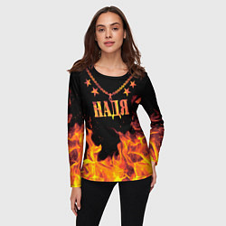 Лонгслив женский Надя - имя в огне, цвет: 3D-принт — фото 2