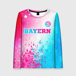Лонгслив женский Bayern neon gradient style посередине, цвет: 3D-принт