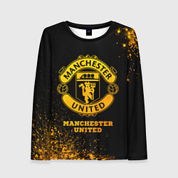 Лонгслив женский Manchester United - gold gradient, цвет: 3D-принт