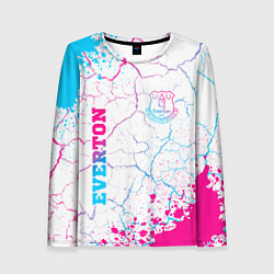 Лонгслив женский Everton neon gradient style вертикально, цвет: 3D-принт