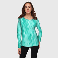 Лонгслив женский Светлый бирюзовый абстрактный полосочки, цвет: 3D-принт — фото 2