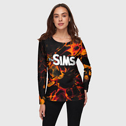 Лонгслив женский The Sims red lava, цвет: 3D-принт — фото 2