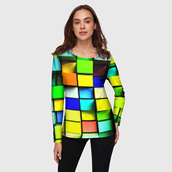 Лонгслив женский Оптические кубы, цвет: 3D-принт — фото 2
