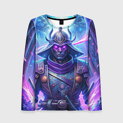 Лонгслив женский Самурай ледяной фэнтезийный синий стиль - вьюга, цвет: 3D-принт