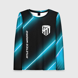 Лонгслив женский Atletico Madrid неоновые лампы, цвет: 3D-принт
