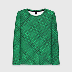 Лонгслив женский Насыщенный зелёный текстурированный, цвет: 3D-принт