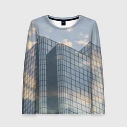 Лонгслив женский Городское небо и зеркальная многоэтажка, цвет: 3D-принт