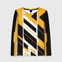 Женский лонгслив Black and yellow stripes on a white background