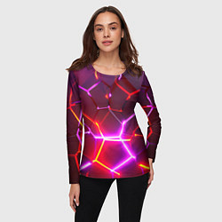 Лонгслив женский Красные плиты с фиолетовым свечением, цвет: 3D-принт — фото 2