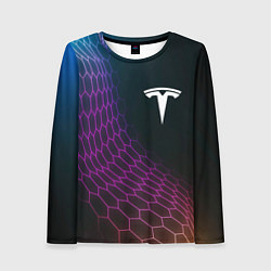 Женский лонгслив Tesla neon hexagon