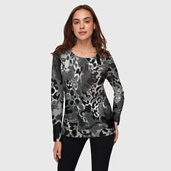 Лонгслив женский Чёрно-серый абстракция, цвет: 3D-принт — фото 2