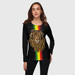 Лонгслив женский Лев с дредами в наушниках, цвет: 3D-принт — фото 2