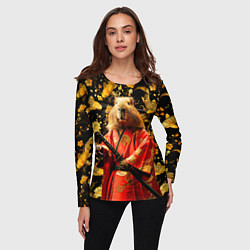 Лонгслив женский Капибара самурай, цвет: 3D-принт — фото 2