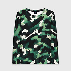 Лонгслив женский Яркий зелёный камуфляж, цвет: 3D-принт